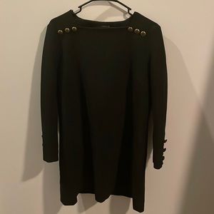 Zara Black Dress with Gold Button Detail Size Large